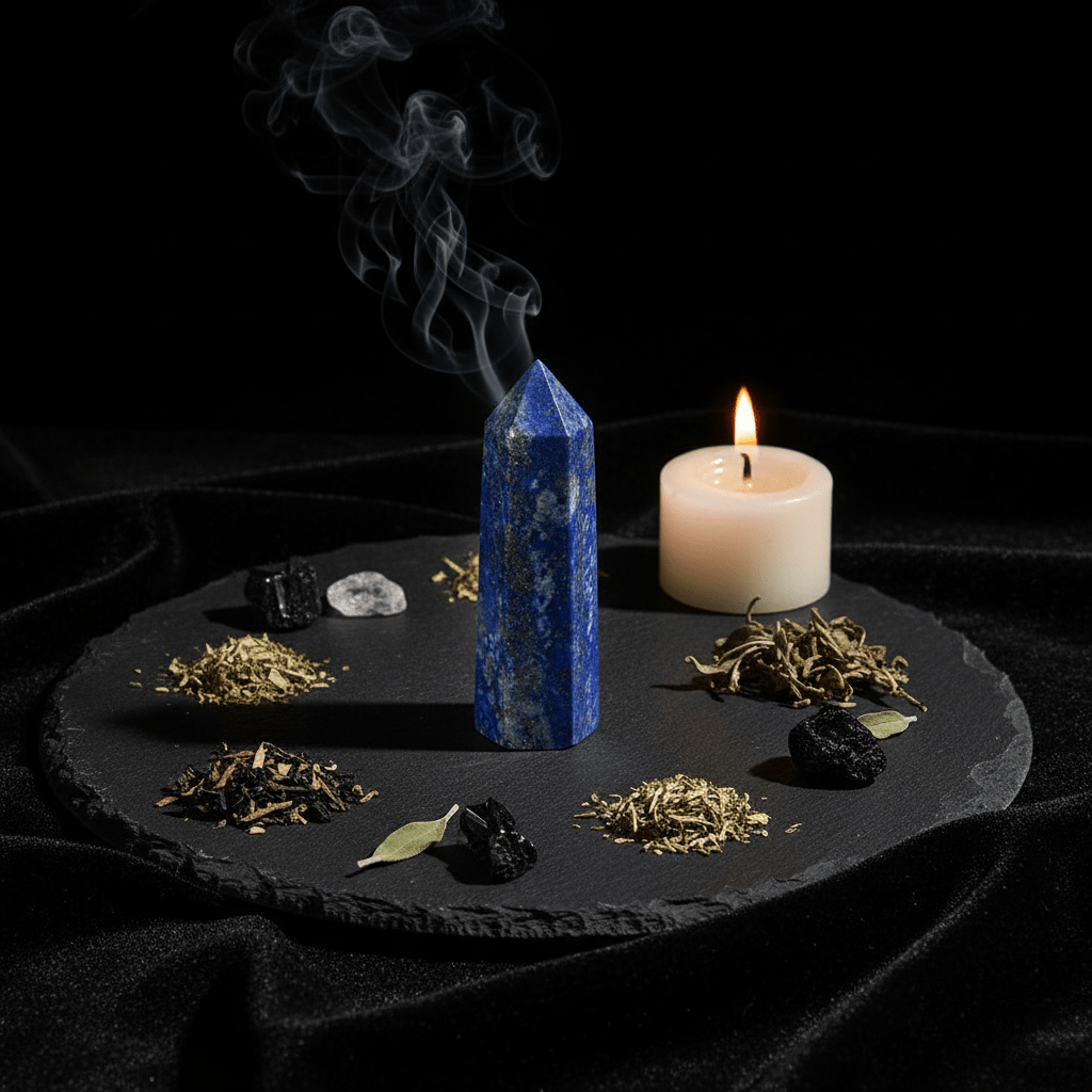 Lapis Lazuli Tower Flat Lay