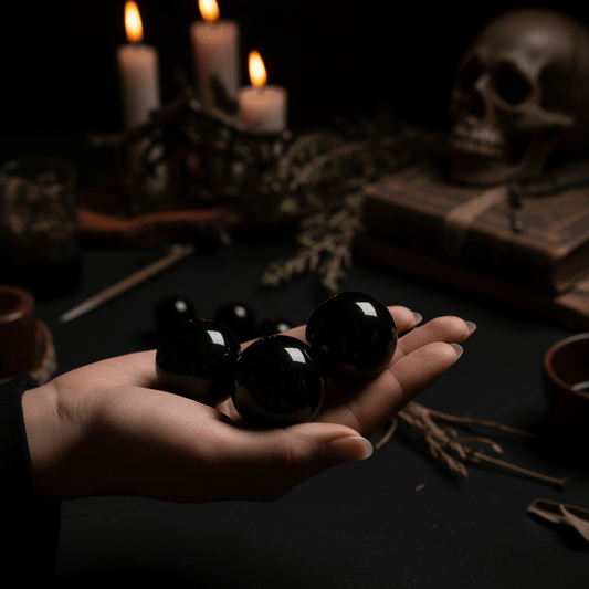 Black Obsidian Sphere In Use