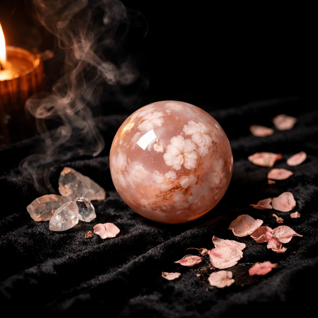 Cherry Blossom Agate Crystal Sphere | Renewal, Gentleness & New Beginnings