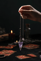 Crystal Hexagonal Pointed Pendulum — In Use