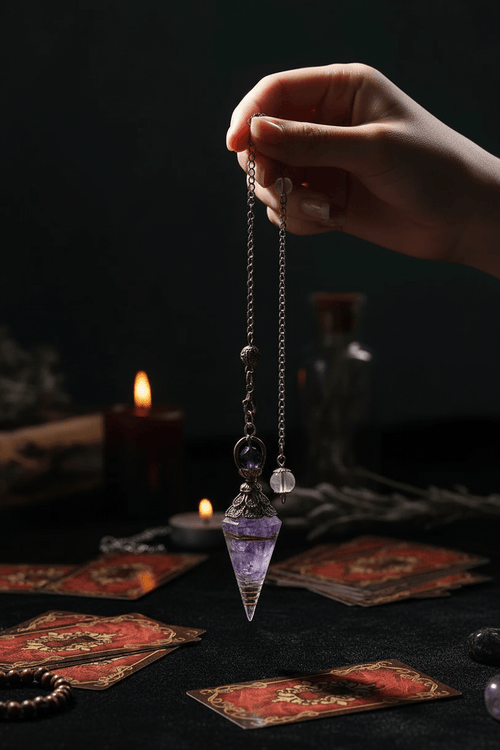 Crystal Hexagonal Pointed Pendulum — In Use