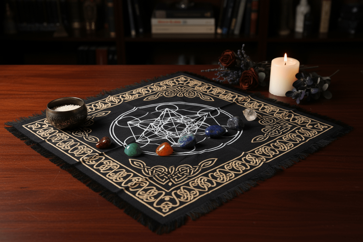 Chakra Chart Altar Cloth — In Use