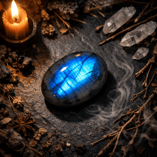 Labradorite Palm Stone Crystal — Sacred to Hecate | Intuition, Protection & Inner Magic