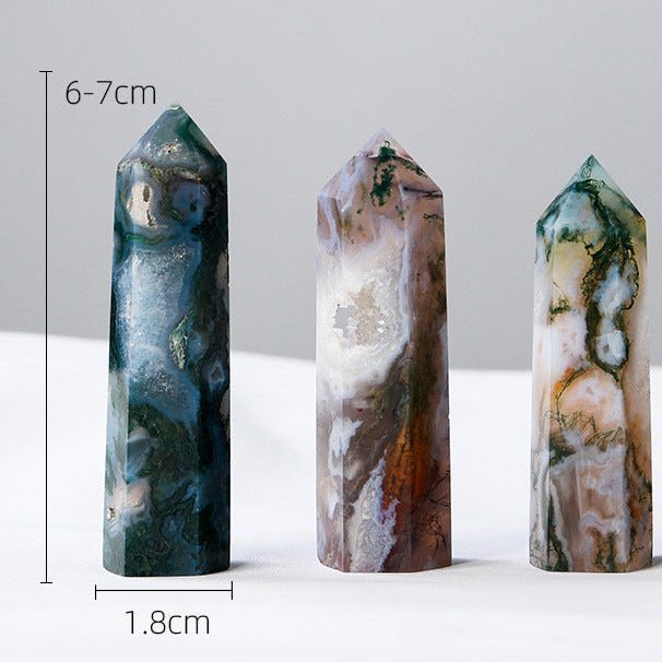 Moss Agate Crystal Tower — Sacred to Gaia | Growth, Abundance & Earth Connection