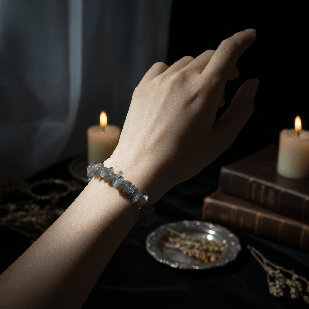 Grey Moonstone Bracelet In Use