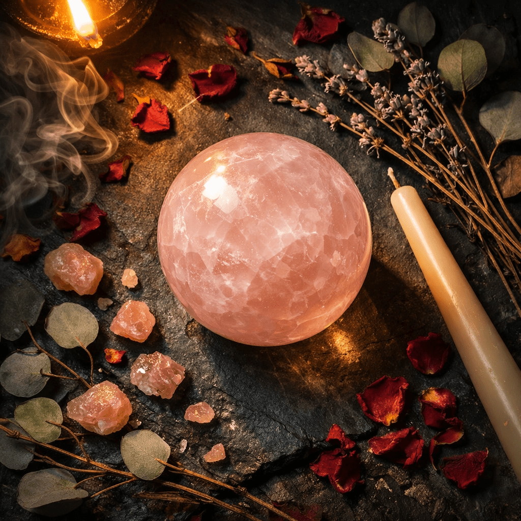 Natural Rose Quartz Crystal Sphere | Unconditional Love, Heart Healing & Emotional Balance