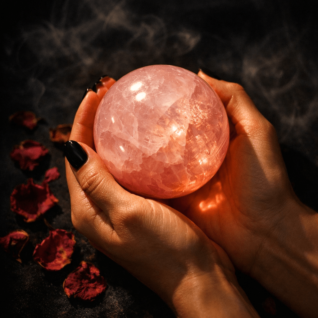 Natural Rose Quartz Crystal Sphere | Unconditional Love, Heart Healing & Emotional Balance