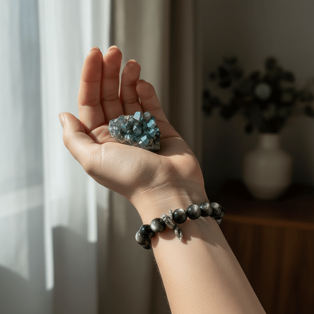 Obsidian Bracelet On Wrist Lifestyle