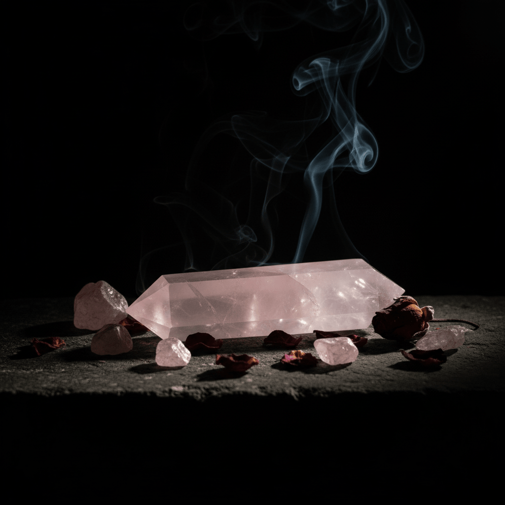 Double-Pointed Rose Quartz Shot 2